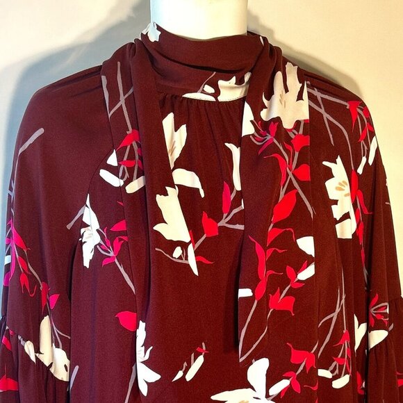 Prologue SZXXL Wine Floral Tie Neck Dress Career Modern Interview Travel Comfy - Picture 6 of 16